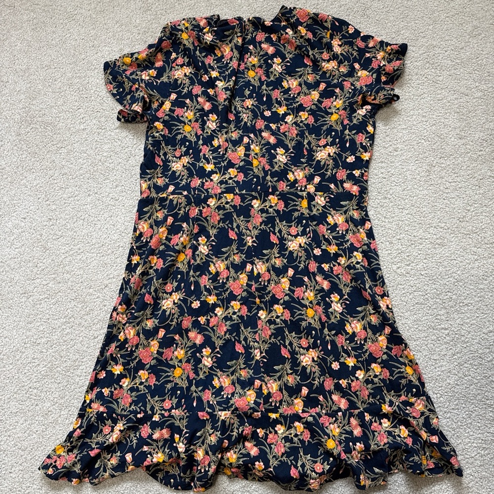 LOFT Navy Dress with Orange Floral Pattern - Picture 5 of 5